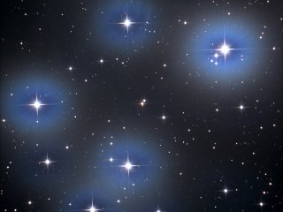 m45 - Рассеяное скопление Плеяды в созвездии Тельца